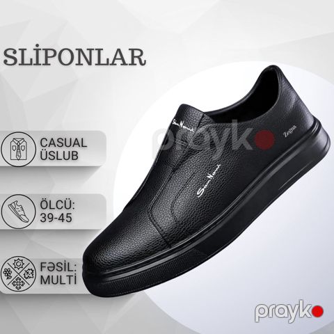 Kişilər üçün sliponlar EB_1338, qara, eko dəri, ölçü 40 — Bakı