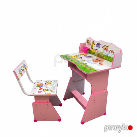 Məktəbli masası və oturacaq T421, çəhrayı, laminat, 78х56х11 sm — Bakı