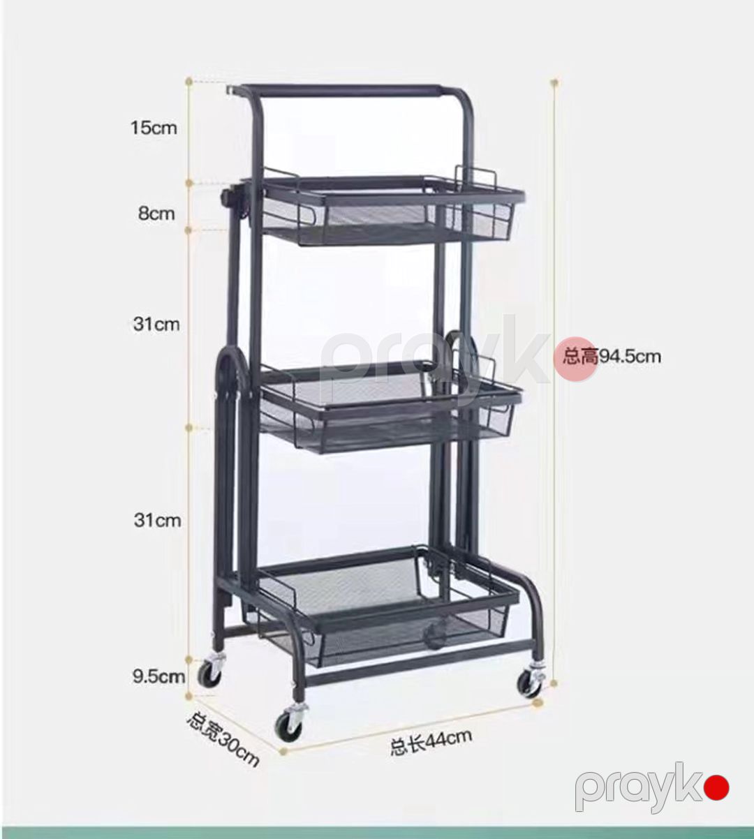 Mətbəx arabası nh_86avt, metal, qara, 94.5х30х44 sm — Mallar, Bakı (3)