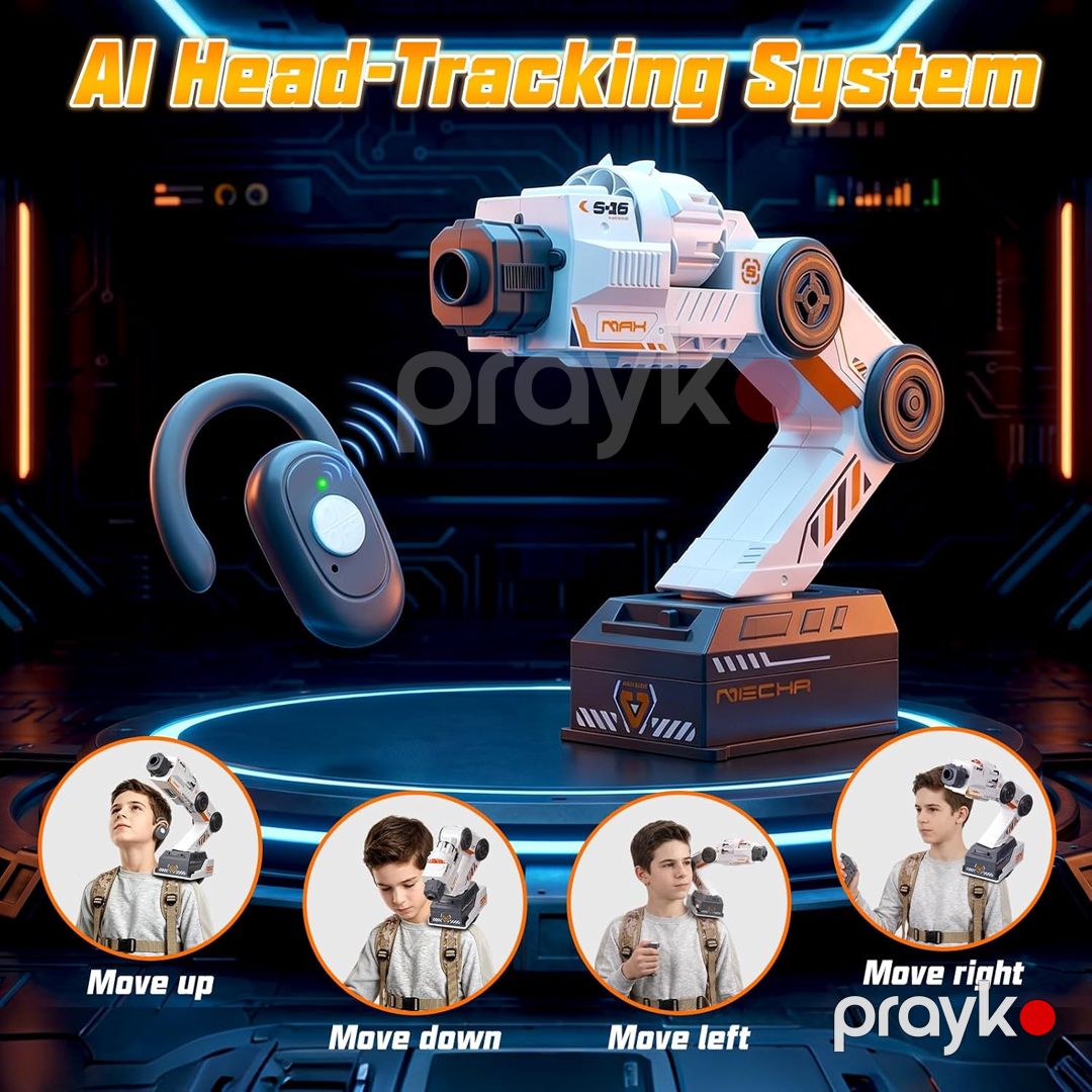 Игрушечное оружие KidBe, Smart Tracking Mechanical Arm Blaster Remote Control 30 Foam Darts, Бластер, Помповое, Стреляет, 8+, Белый, Оранжевый — Mallar, Bakı (3)