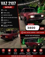 Aynur92 kod1004 qiymət: 3800 AZN¹⁵⁰ vaz 2107 satılır İl: 1998 — Avtomobillər