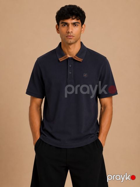 Qısaqollu polo kişilər üçün VC_2589263, pambıq, tünd göy, ölçü 2XL — Bakı
