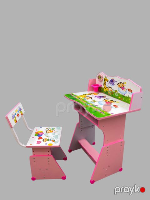 Məktəbli masası və oturacaq dəsti N-421, taxta, çəhrayı, 78x56x11 sm — Bakı