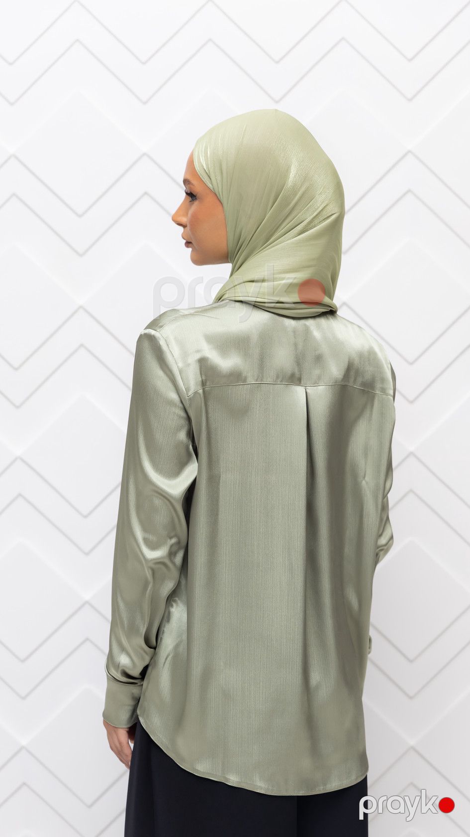 Qadınlar üçün uzunqol köynək, yaşıl, ipək "Şahnaz", ölçü 48 — Mallar, Bakı (3)