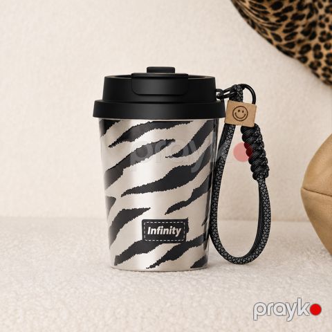 Termo fincan Trnxa 2722, paslanmayan polad, qara/gümüşü, 310 ml — Bakı