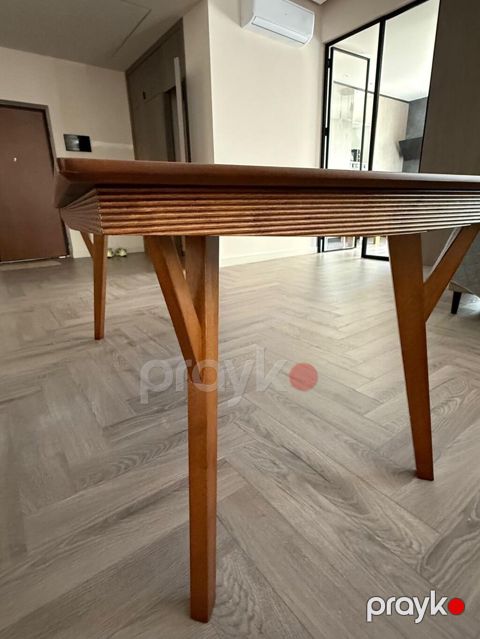 Modern taxta yemək/iş masası - Material: tam taxta (isti qəhvəyi — Xırdalan