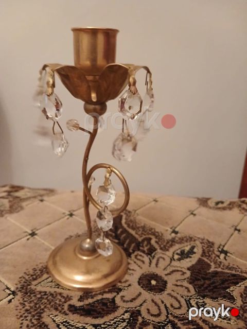 Bürünc rəngli şamdan – klassik üslub - Material: metal (bürünc — Bakı