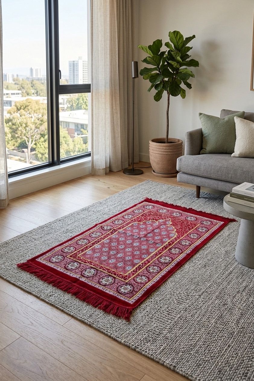 Namaz qılmaq üçün xalça, Tünd qırmızı, Bambuk, 110x70 sm — Mallar, Bakı
