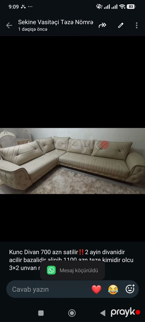Kunc Divan 700 azn satilir‼ 2 ayin divanidir acilir bazalidir alinib — Bakı