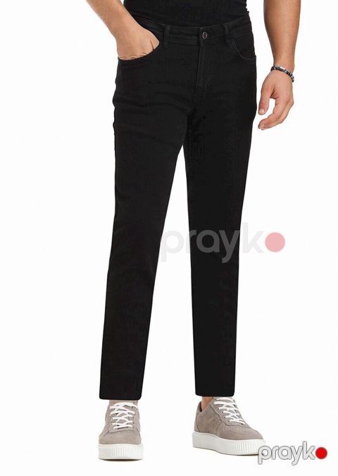 Kişilər üçün düz cins PANT-1030-23SS, qara, pambıq/elastan, ölçü 36 — Bakı