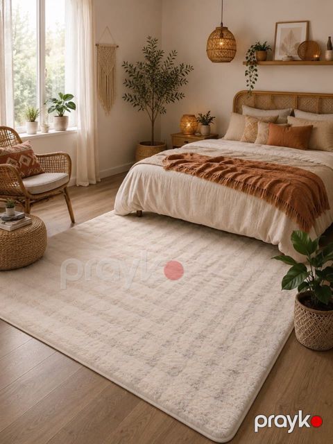 Çarpayı yanı xalça, dovşan tükü, krem, 150x100 sm — Bakı