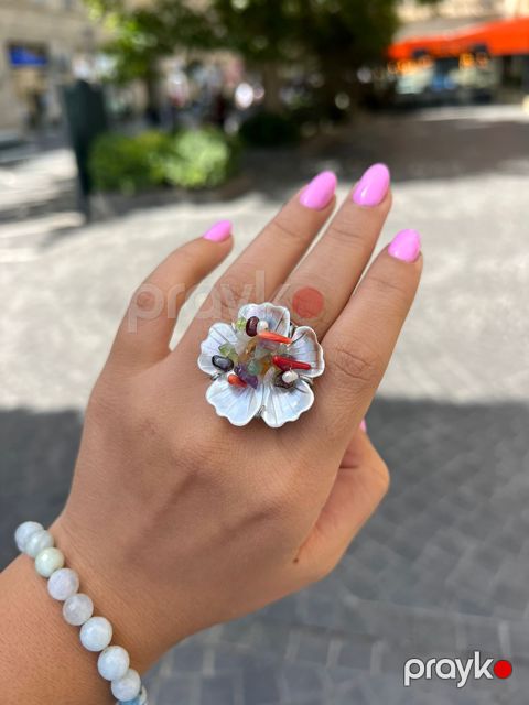 Qadınlar üçün üzük Aqat Silver Təbii Daşlar — Bakı
