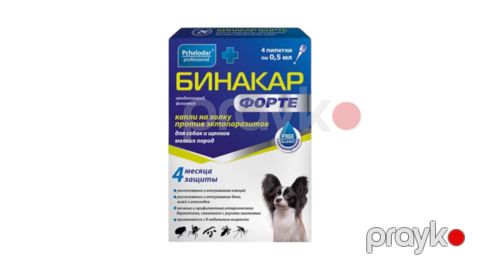 Boyun damcıları birə və gənələrə qarşı Pchelodar Бинакар Форте, küçüklər və xırda cinsli itlər üçün, 2-5 kq, 1 pipet — Bakı