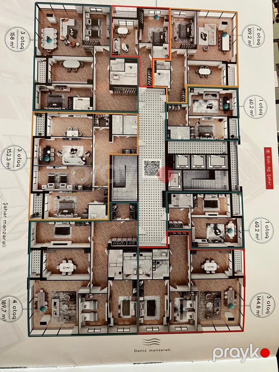 Satılır 1 otaqlı yeni tikili 60 m² — Mənzil, Bakı (4)