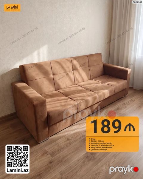 Divan – La Mini (Kod: 2659) - Uzunluq: 200 sm - Mexanizm: Açılan — Bakı