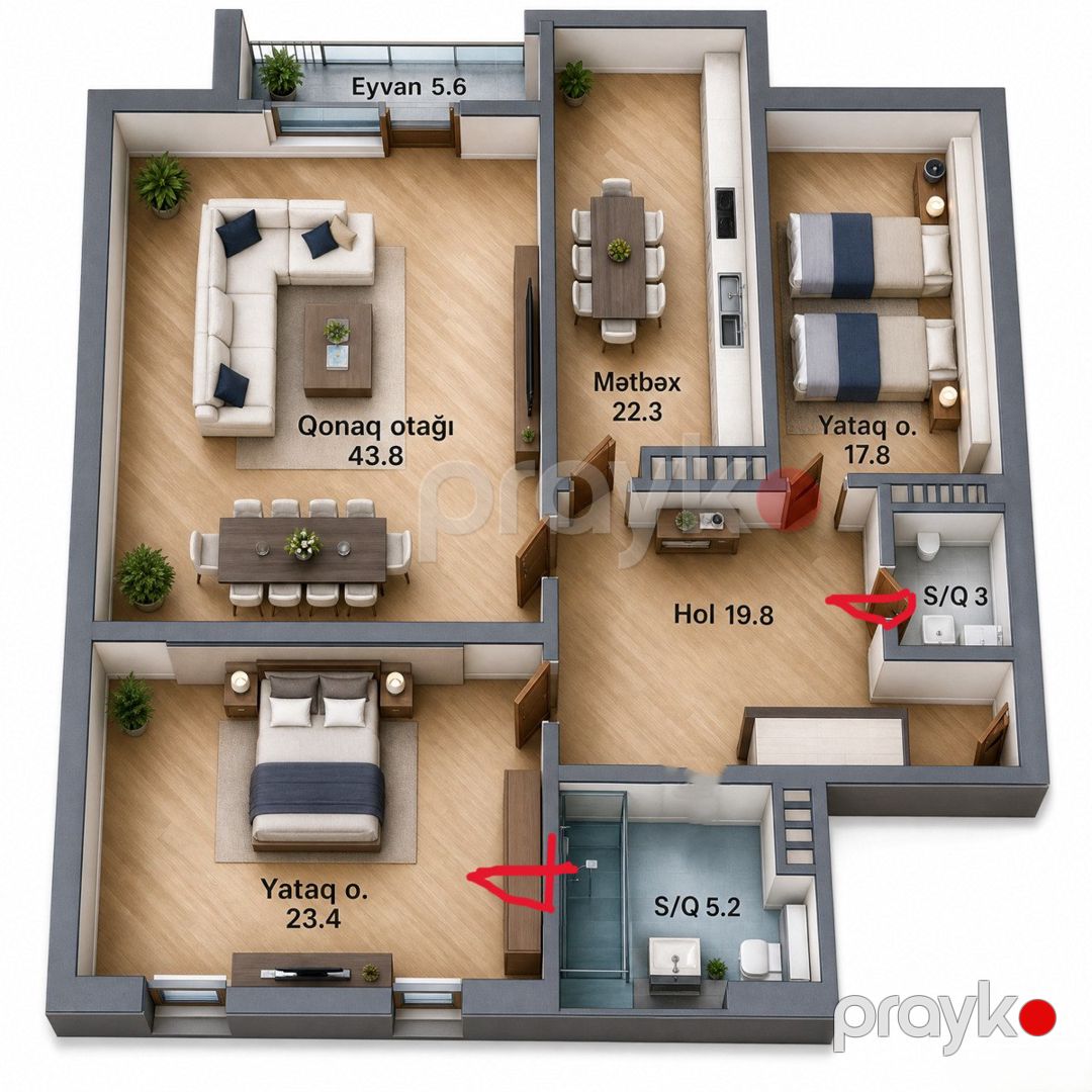 Satılır 4 otaqlı yeni tikili 144 m² — Mənzil, Bakı (2)