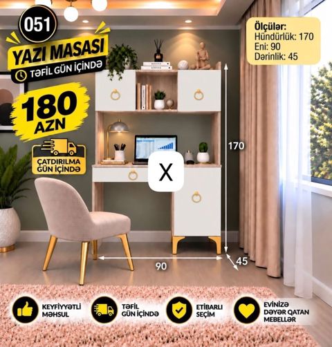 Yazı masası – çoxfunksiyalı iş guşəniz üçün ideal həll. Ölçülər — ucuz.mebel — Computer desks and chairs