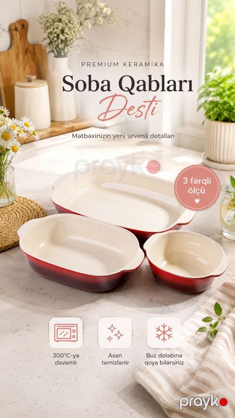 Bişirmə üçün qəlib dəsti No brand Dairəvi Düzbucaq 1000 ml Keramika NP17 — Bakı