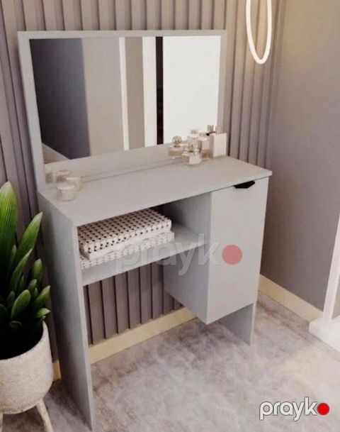 Makiyaj masası güzgülü MB13, laminat, boz, 125x72x35 sm — Bakı