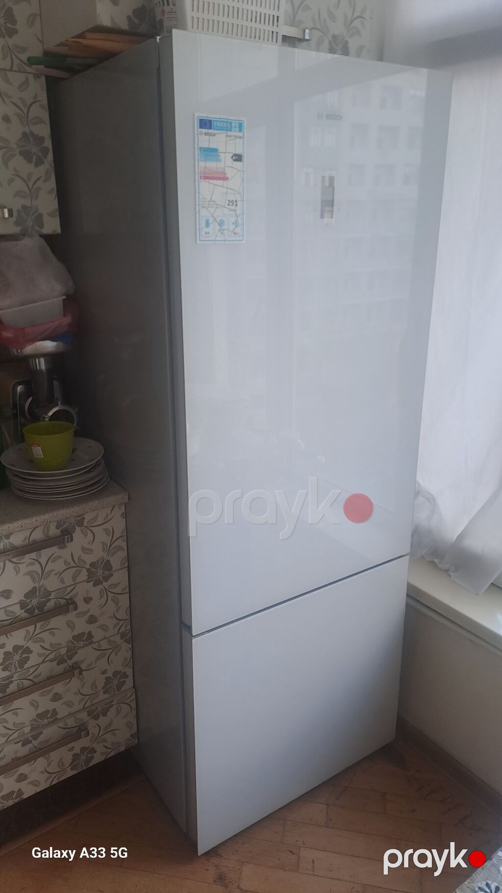 Bosch ikiqapılı soyuducu (aşağıda dondurucu), ağ şüşə ön panel ilə — Soyuducular, Bakı (3)