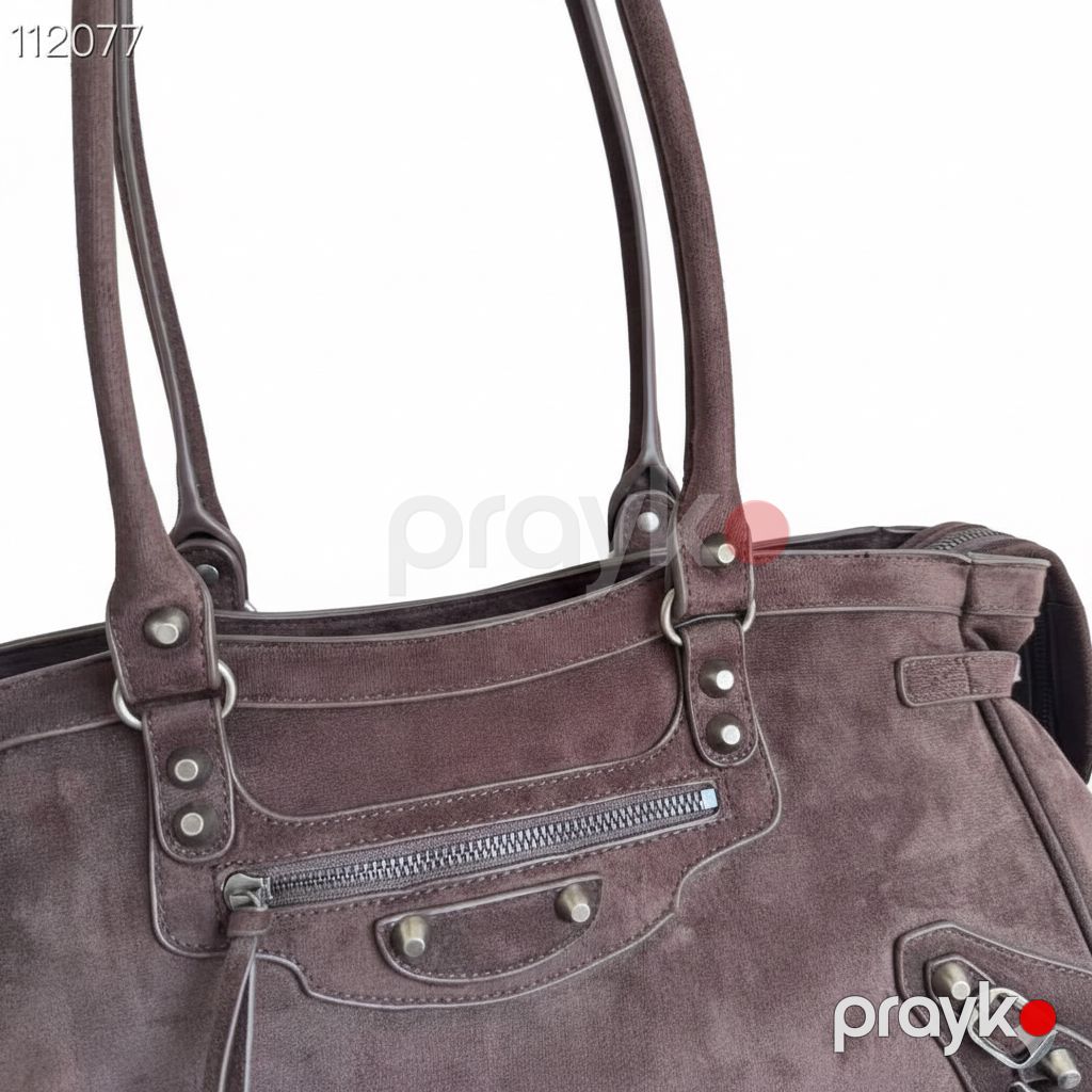 Balenciaga Suede Handbag (38 sm) – Qəhvəyi Rəngli Dəbdəbəli Çanta — Çantalar, çamadanlar, cüzdanlar, Bakı (4)