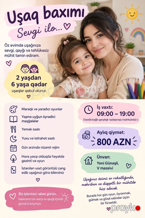 Xanımlar müraciət etsin zəhmət olmasa uşağı gətirib götürəndə qadın
