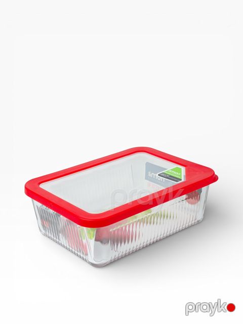 Qida saxlama konteyneri FS-2097, plastik, şəffaf/qırmızı, 2250 ml — Bakı