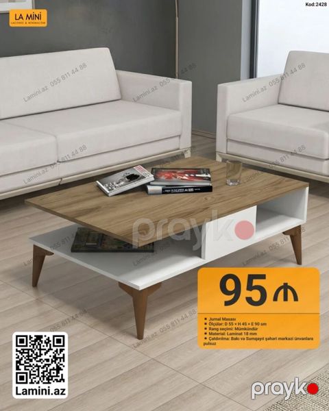 Düz masa, Açılmayan, Təkərsiz, Teksturalı laminat, Zəmanətsiz — Bakı