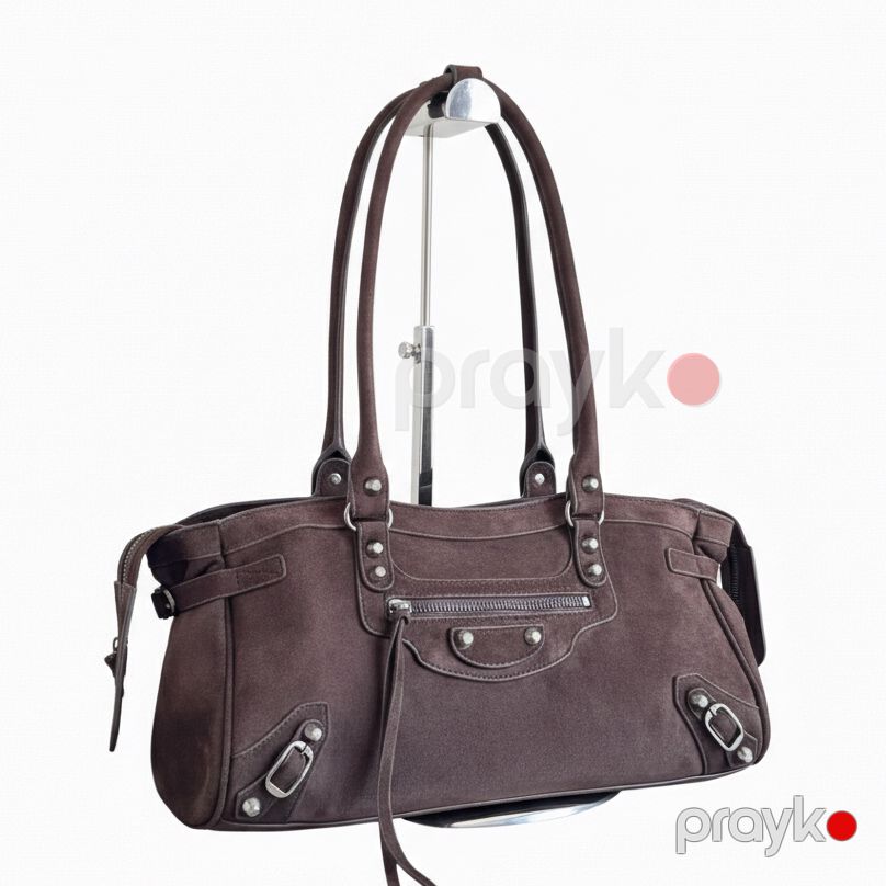 Balenciaga Suede Handbag (38 sm) – Qəhvəyi Rəngli Dəbdəbəli Çanta — Çantalar, çamadanlar, cüzdanlar, Bakı (3)