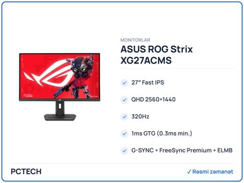 ASUS ROG Strix XG27ACMS 90LM0BE0-B01171 Gaming Monitor — Bakı