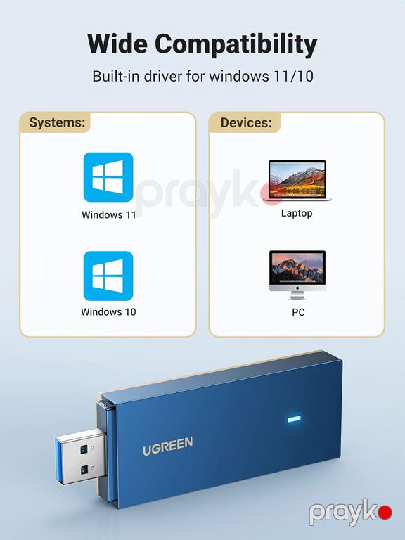AX1800 Dual-Band Wi-Fi 6 Adapteri Ugreen CM499 (90340)" — Periferik cihazlar, Bakı (4)