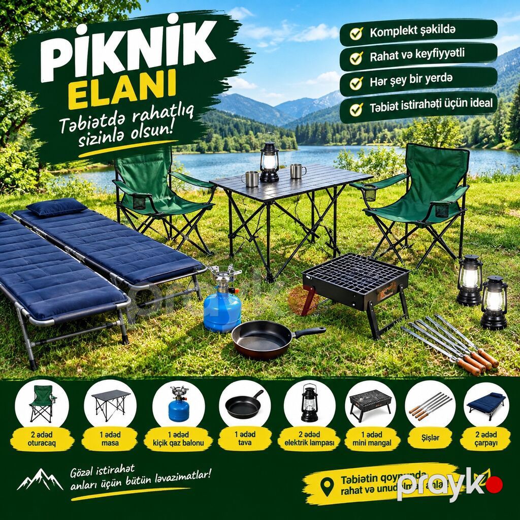 Piknik ləvazimatları icarə verilir - Daşına bilən, qatlanan iki ədəd — Mobilya dəstləri, Bakı (6)