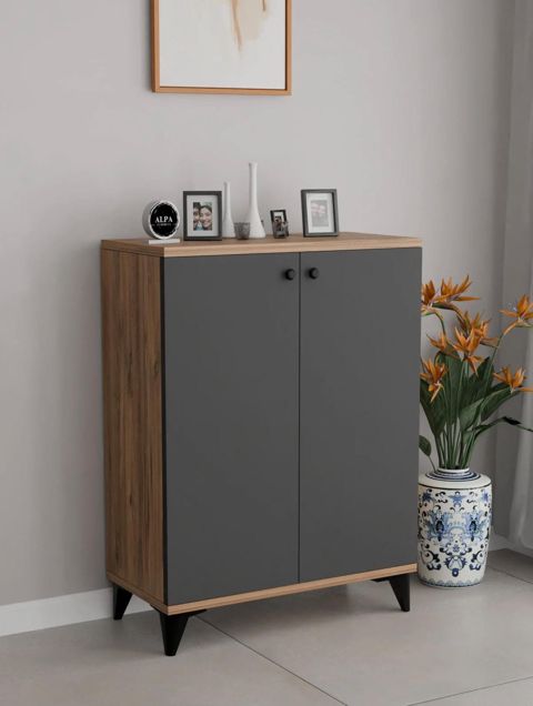 Ayaqqabı tumbası ev_13900386, laminat/LDSP, qəhvəyi/boz, 85x60x33 sm — Bakı