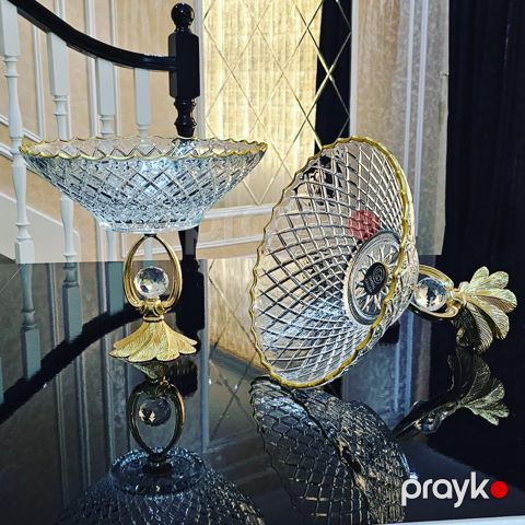 Meyvə qabı Crystal Gallery UA-58101, bərkidilmiş şüşə, şəffaf/qızılı, 29 sm, 1 əd — Bakı