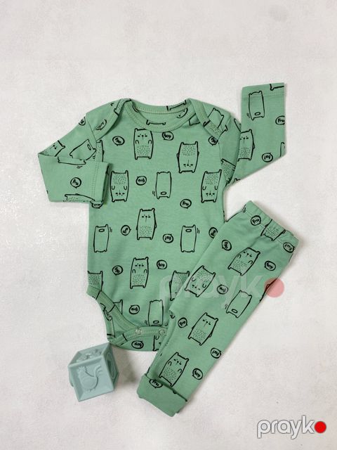 Yenidoğulan üçün dəst, Yaşıl, Pambıq, ölçü 9-12 ay — Bakı