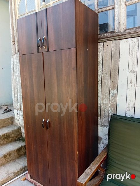 İki bölməli paltar şkafı - Material: laminat/LDSP, tünd qoz rəngi — Bakı