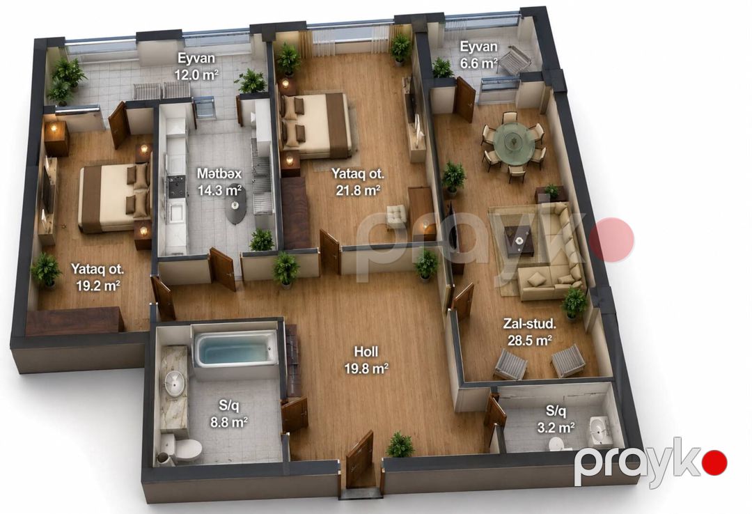 Satılır 4 otaqlı yeni tikili 172 m² — Mənzil, Bakı (4)