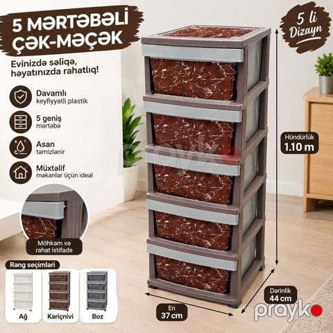 Yeni, 5 qapı, Siyirməli, Plastik, Açılan, Düz dolab — Bakı