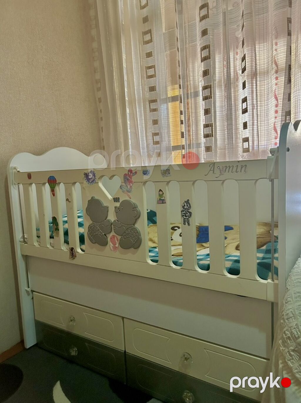 Uşaq beşiyi – ağ rəngdə, klassik dizayn - Material: MDF/laminat — Bəşikləri, Bakı (2)