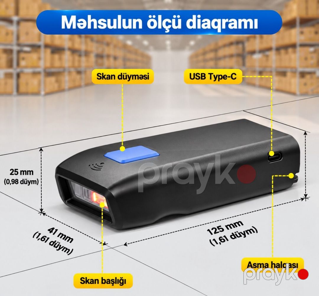 Mini WiFi Bluetooth Barkod oxuyucu skaner — Biznes və avadanlıq, Bakı (2)