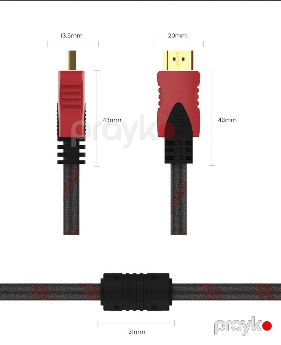 3 Meter HDMI (Male) to HDMI (Male) Cable with 1080p 4K Shielded High Definition Cable Full HD — Periferik cihazlar, Bakı (6)