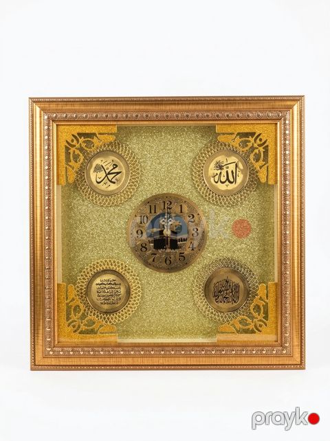 Divar saatı, Əqrəbli, Ərəb rəqəmləri, Qızılı, 45x45 sm — Bakı