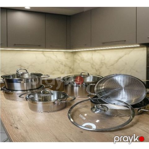Qab-qacaq dəsti Sultanli SH_ID_57, polad, gümüşü, 11 parça — Bakı