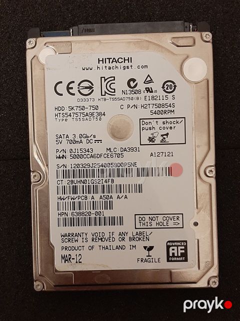 Noutbuk üçün HDD - sərt disk - hard disk 750GB 100% HDD - 40 AZN — Bakı