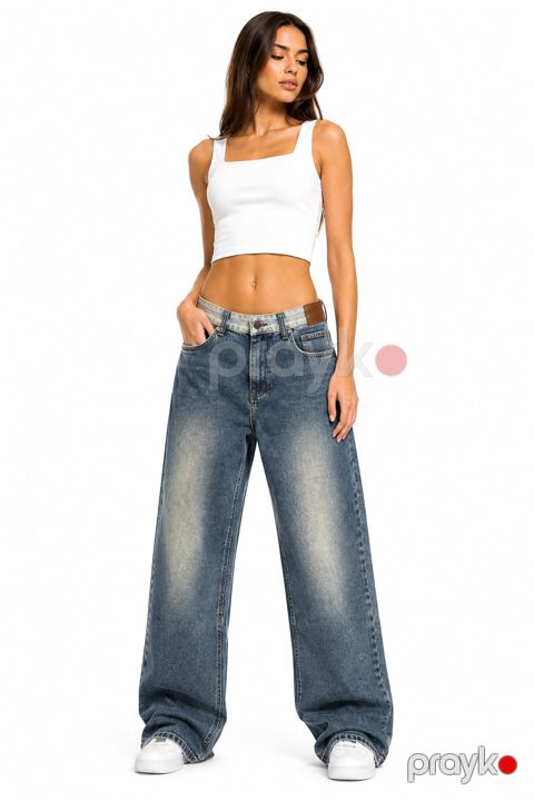 Джинсы No brand, Джинсы wide leg, Хаки, Полиэстер, 32 размер — Bakı