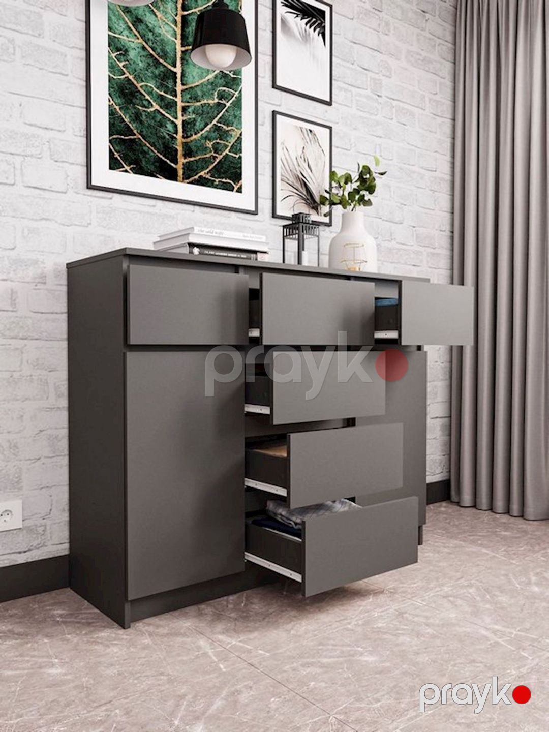 Komod, 120.4x40.4x99 sm, Ldsp, boz — Mallar, Bakı (3)