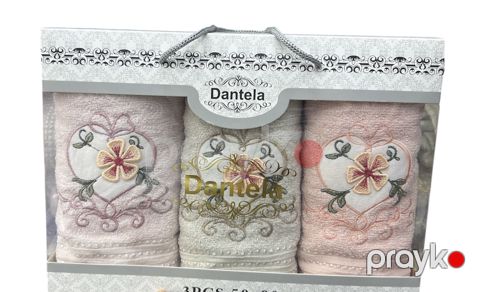 Dəsmal Dantela Üz və əllər üçün Pambıq 40x80 sm Bej Çəhrayı 3 ədəd — Bakı