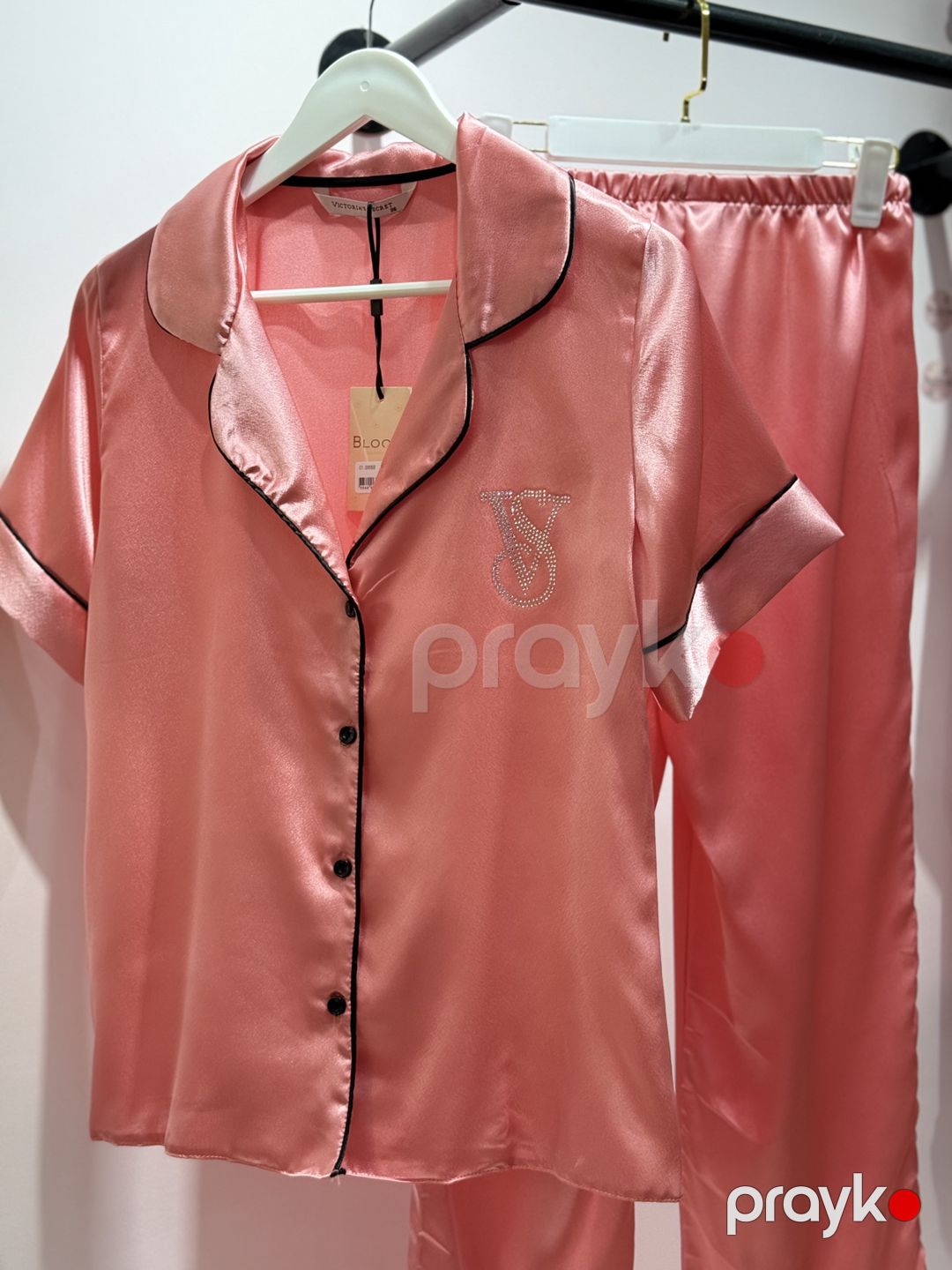 Qadınlar üçün şalvarlı pijama dəsti VS-3038, çəhrayı, atlas, ölçü 40 — Mallar, Bakı (2)