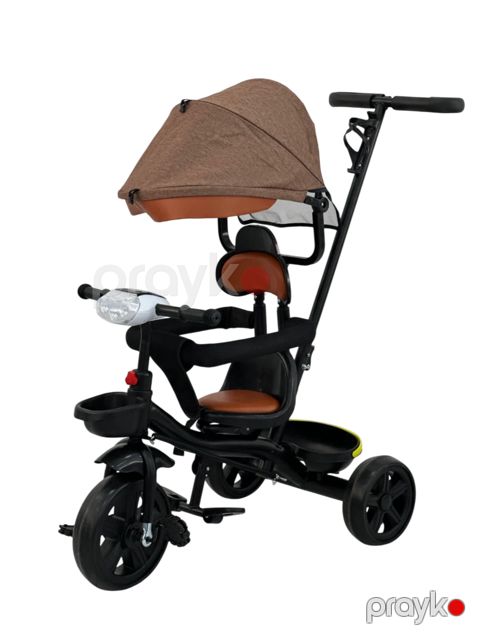 Üçtəkərli velosiped uşaqlar üçün HK0806, çətirli, qəhvəyi — Bakı