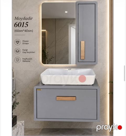 Moydadır 6015 – 60 sm x 40 sm ölçülü, divara montaj olunan vanna otağı — Bakı